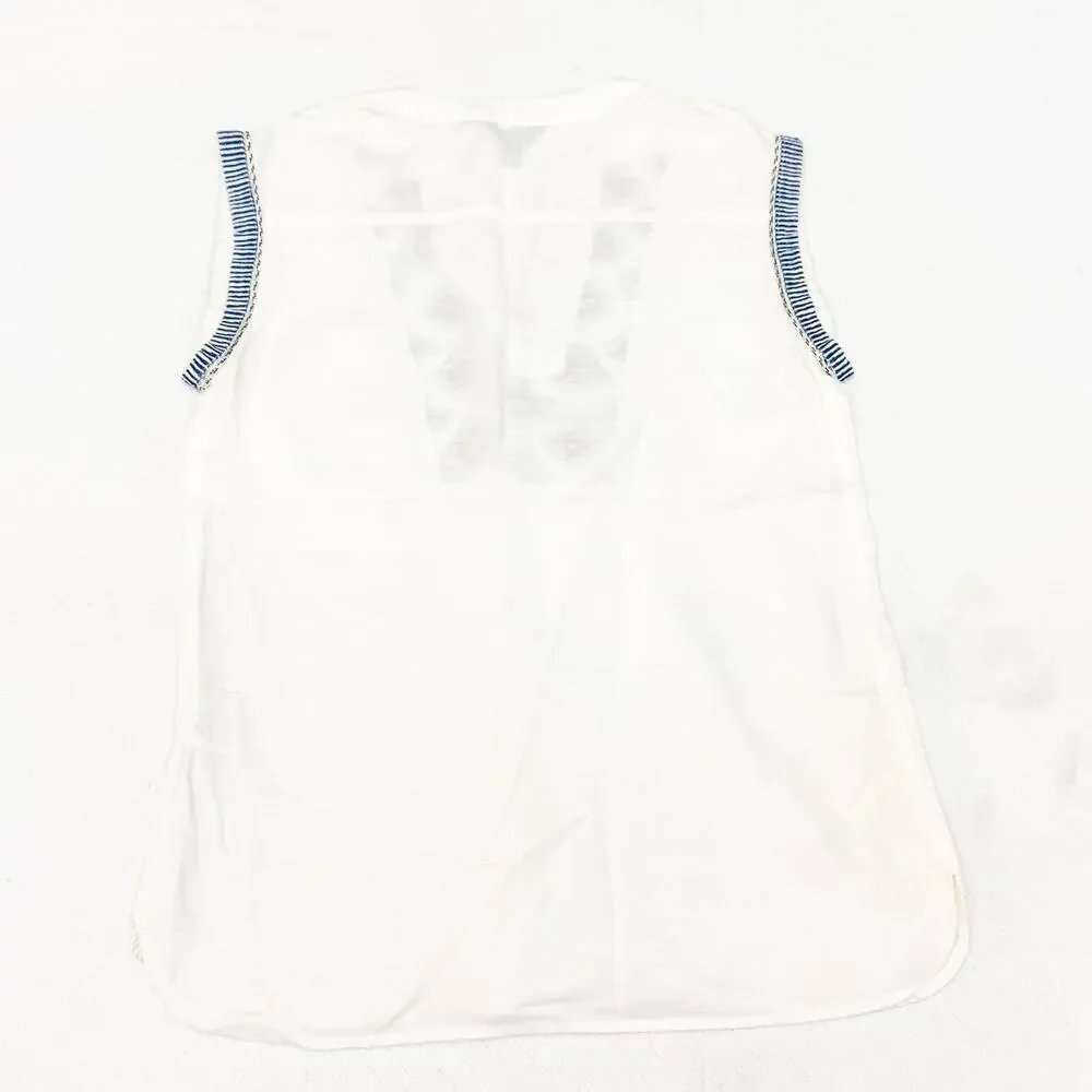 J. Crew Embroidered Linen Short Sleeve Top Size Small